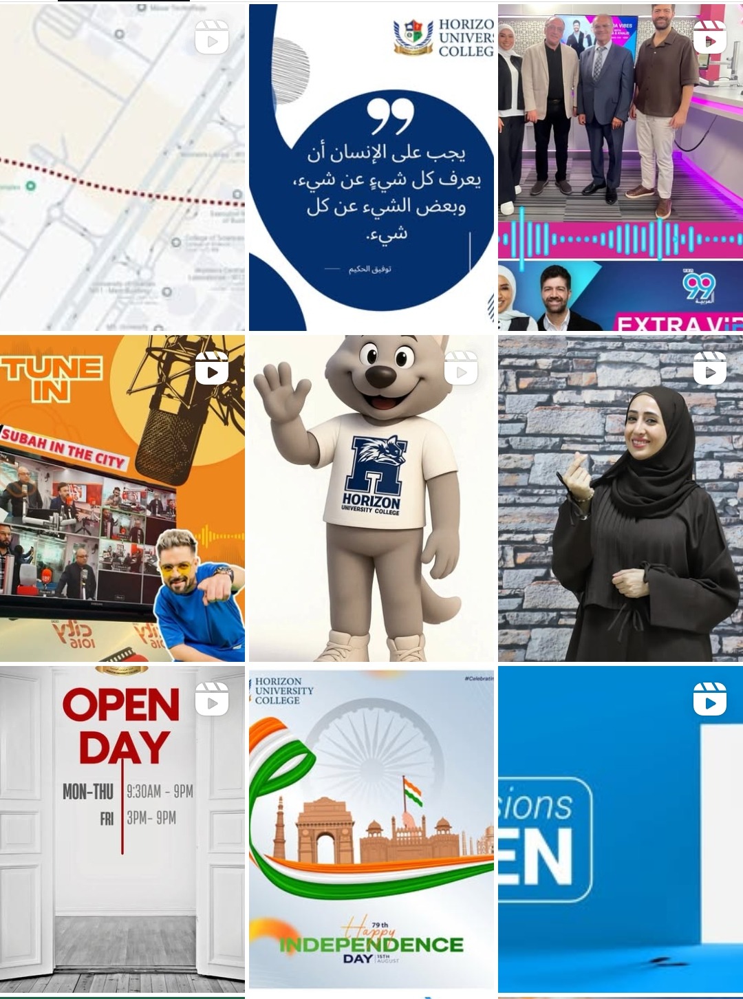 Social media profile and content grid